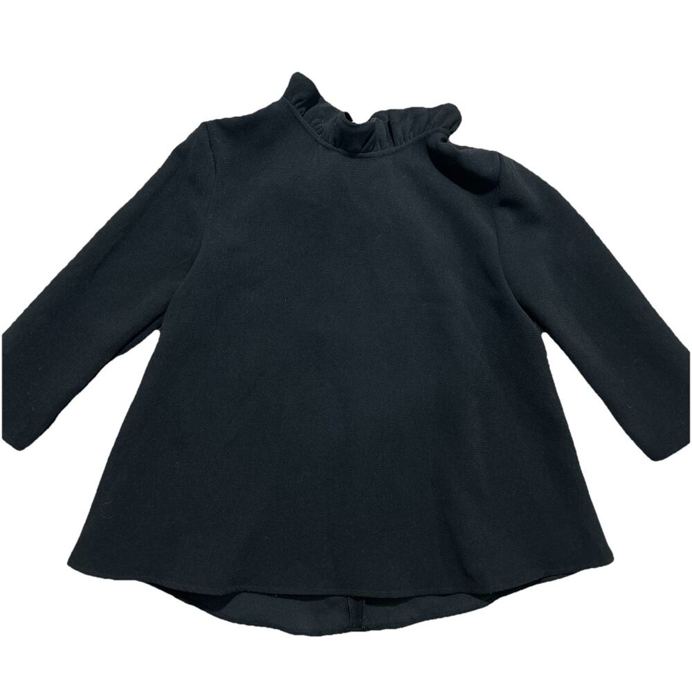 Pomander Place by Tuckernuck‎ Faye Blouse Size S Black Swing Top Ruffle Collar